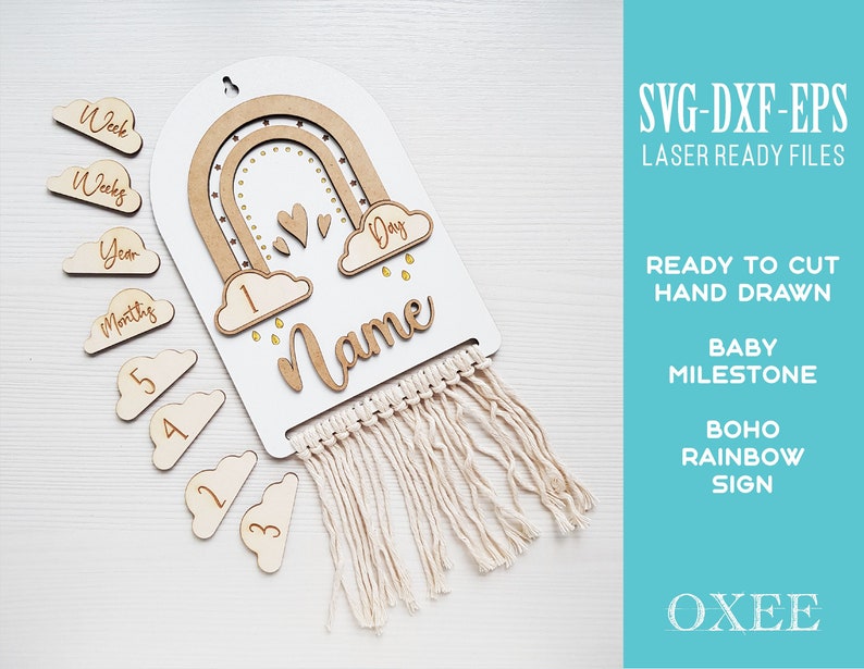 Boho Baby Milestone Sign, Laser Cut File (SVG DXF EPS) - Etsy