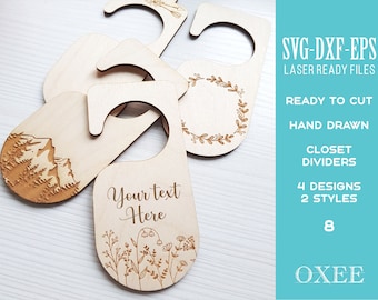 Hand Drawn Closet Dividers SVG Bundle, Floral & Mountain Designs (Digital Download)