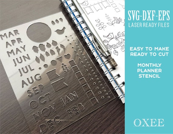 Floral Journal Stencil, A5 Planner Template (SVG DXF EPS)