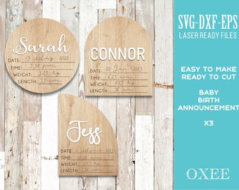 Arched Boho Birth Announcement Sign SVG Laser Cut File
