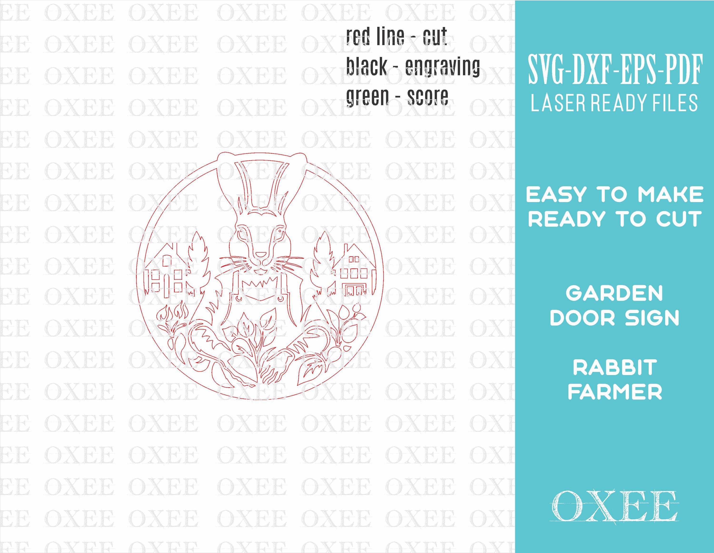 Bunny Farmer Garden Sign SVG, Laser Cut Rabbit Door Decor (digital ...