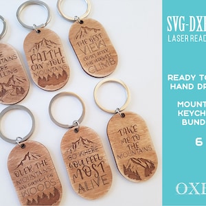Berg Schlüsselanhänger SVG Bundle von Oxee, Berg Geschenk, Laser geschnitten Schlüsselanhänger, Holz Schlüsselanhänger SVG, Berg Zitate Schlüsselanhänger SVG