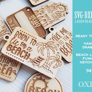 Pacote SVG de chaveiro de praia da Oxee, chaveiro SVG, citações de praia SVG, presente inspirador, Glowforge svg, arquivo cortado a laser
