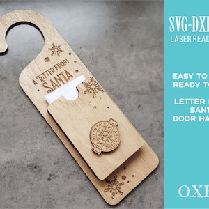 Carta de Santa Door Hanger SVG de Oxee, carta de Navidad de Santa titular svg, Glowforge svg, Archivo cortado por láser