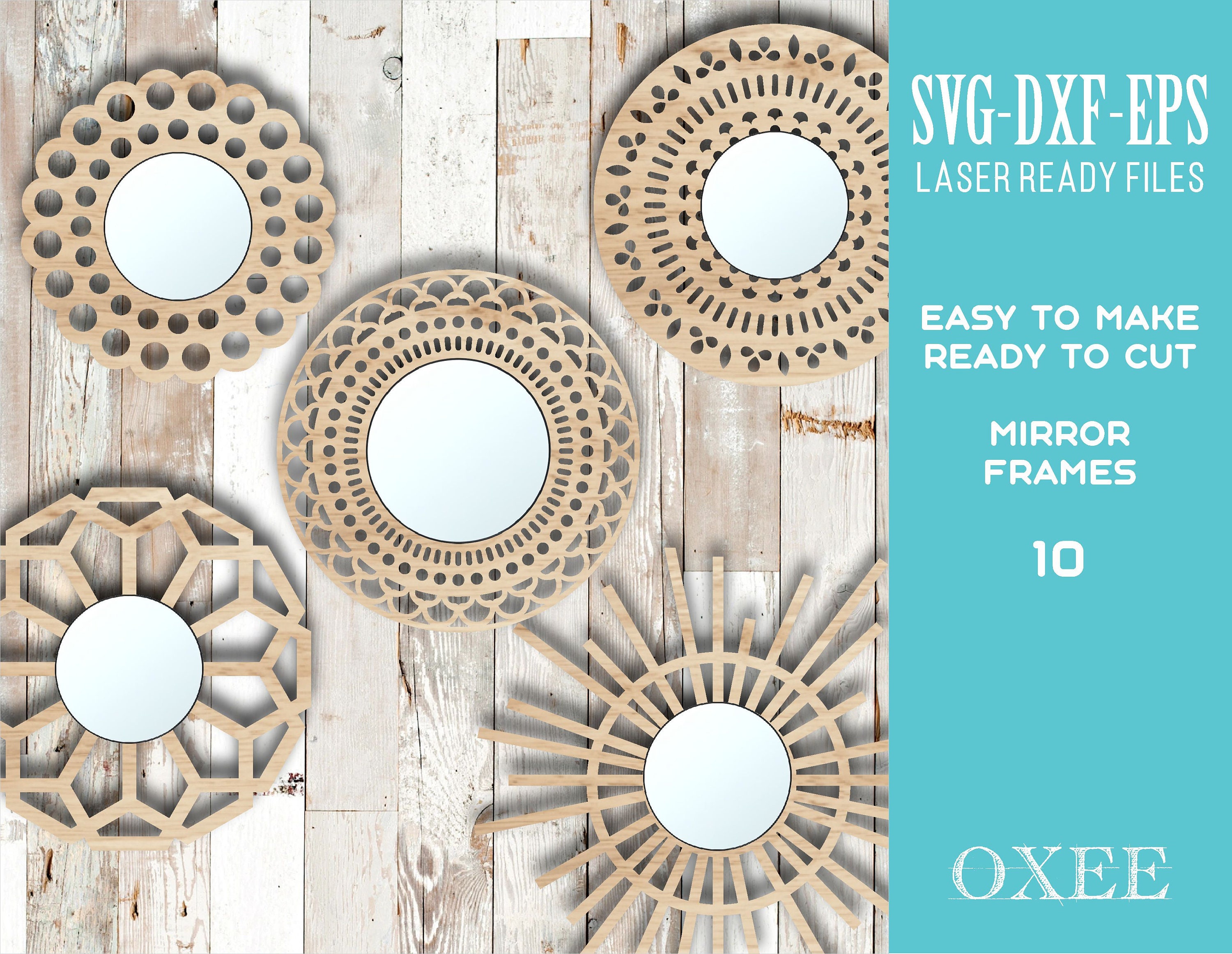 Wooden Mirror Frame Bundle by Oxee, Wall Mirror Decoration Wooden Mirror Frame Bundle by Oxee, Wall Mirror Decoration