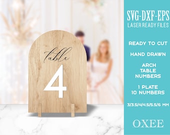 Arch Wedding Table Numbers Laser Cut File (SVG DXF EPS)