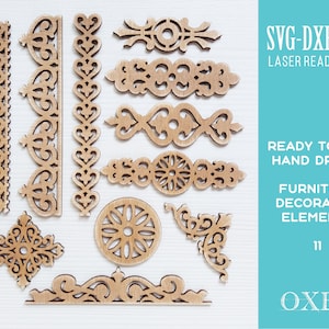Meble cięte laserowo Elementy dekoracyjne Pakiet SVG firmy Oxee, Glowforge svg, Plik cięty laserowo, Wystrój wnętrz w stylu wiktoriańskim