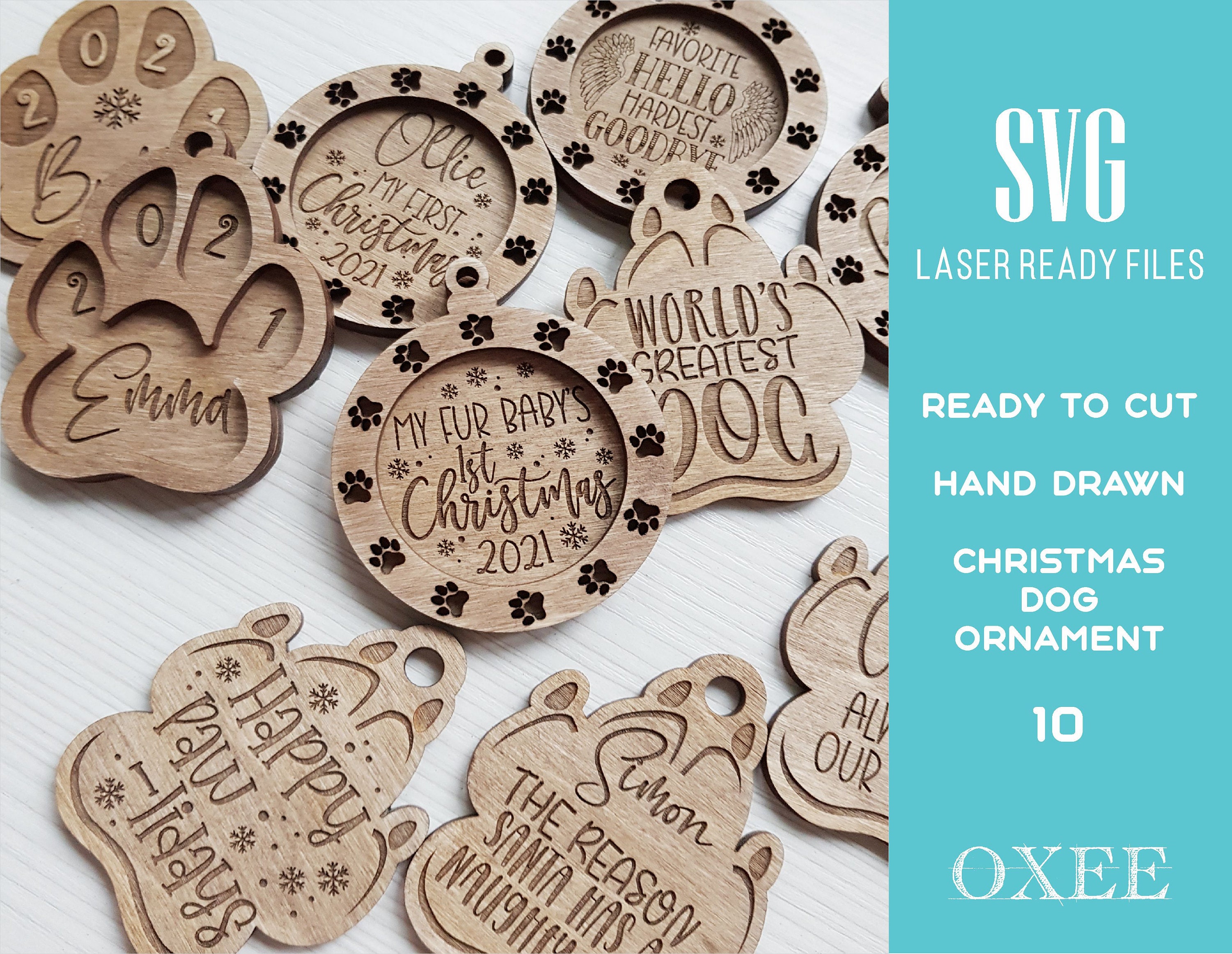 Dog Christmas Ornament SVG Bundle, Laser Cut File - Etsy