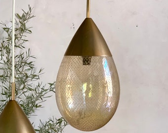 Vintage amberkleurige glazen hanglamp