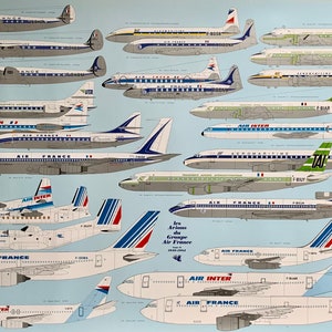 Affiche originale vintage Avion Air France Philippe Mitschké Tome II