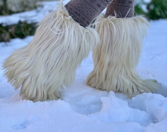 Bottes hiver en fourrure yéti vintage