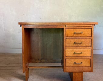 Vintage oak half-ministerial desk