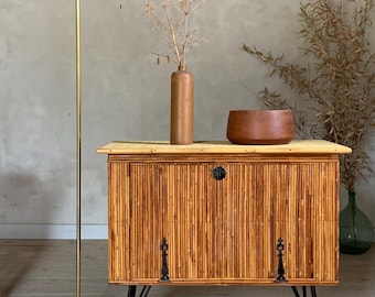 Vintage rattan bar buffet from Audoux-Minet