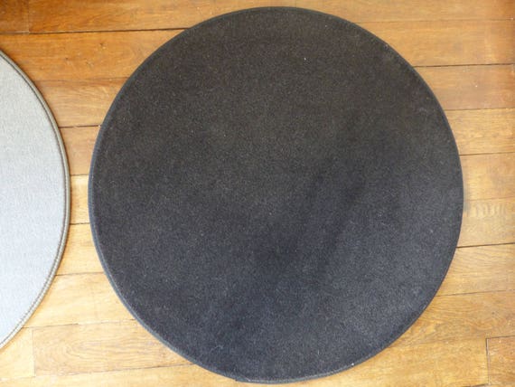 Tapis Rond En Laine Gris Et Noir Wood Carpet