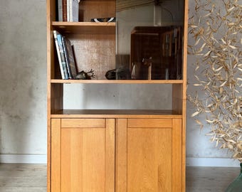 Vintage solid oak display bookcase