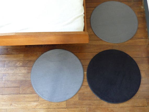 Runde Teppiche Aus Wolle Grau Und Schwarz Holz Teppich Etsy