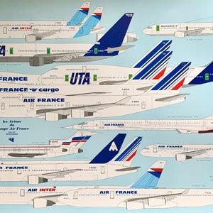 Affiche originale vintage Avion Air France Philippe Mitschké Tome III