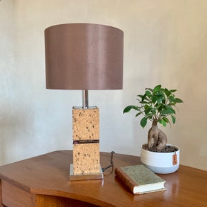 Lampe de table vintage chrome et liège seventies