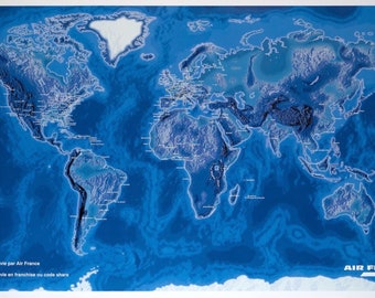 Vintage Air France Weltkarte - Vintage Weltkarte Poster - Air France World Planisphere