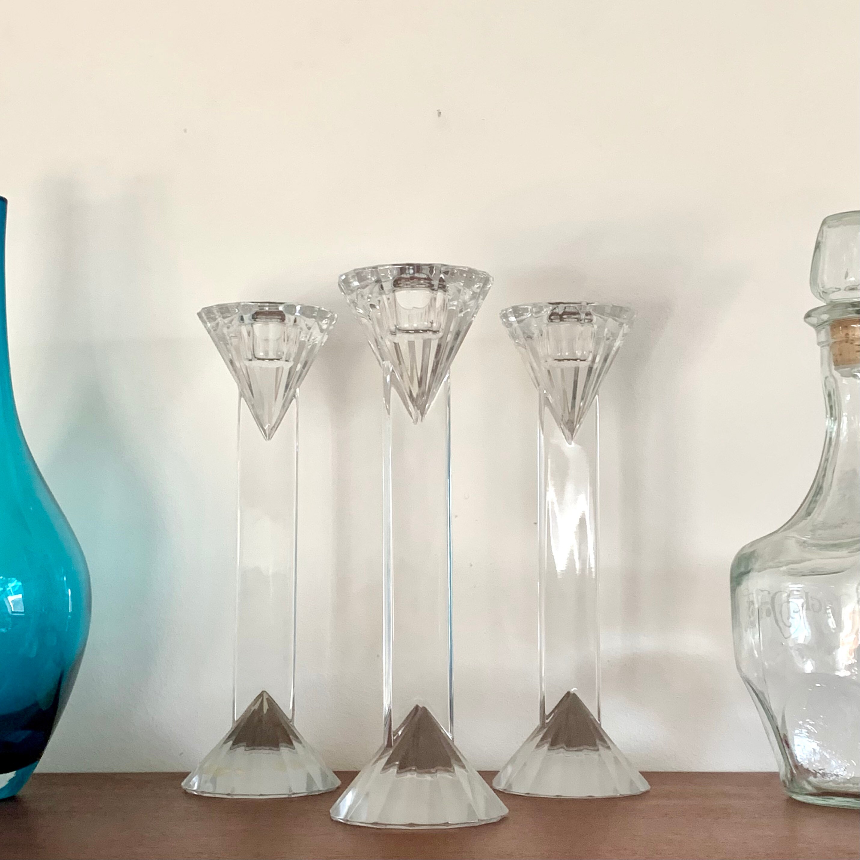 Lot de 3 Bougeoirs Vintage en Cristal