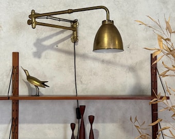 Scandinavian vintage articulated brass wall light