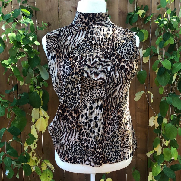 Vintage Cheetah and Leopard print Turtle Neck top