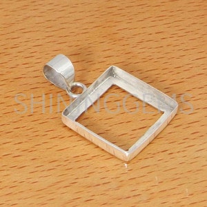 925 sterling silver pendant collet 3 x 3 mm to 40 x 40 mm square rosecut gemstone bezel cup for pendant making metal casting for setting image 2