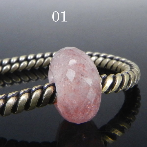 Natural strawberry quartz rondelle facet 14 x 8 x 5.5 mm gemstone semi precious stone european charms loose stone beads for making bracelet