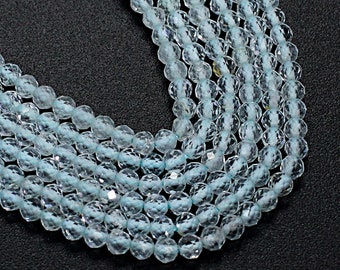 Natürliche weiße Topas 3 MM Stein Perlen - Runde Mikro Facette Perle Strang-Halbwert für Schmuck machen-13 Zoll feinste Qualität Großhandel Perlen
