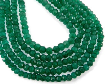 Green agate 6 mm rondelle faceted semi precious stone calibrated faceted loose gemstone strand beads for making jewelry