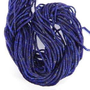 Natural lapis lazuli 1 mm tube smooth semi precious stone calibrated smooth loose gemstone strand beads for making jewelry