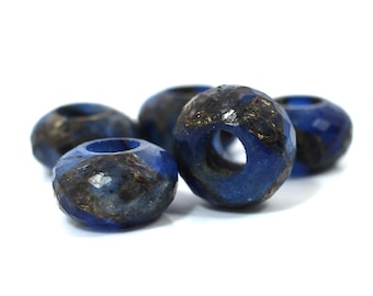 Saphir blau Farbe Kupfer 14 x 8 x 5,5 mm Rondell facettiert lose Stein universal großes Loch europäische Charms Perlen für Pandora Armband