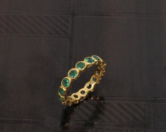 Green Tourmaline Hydro Ring: Sterling Silver Eternity Band