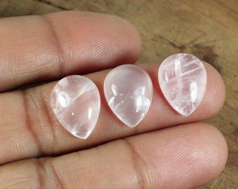 AAA Rose Quartz Cabochons: 16x12mm Pear Gemstone - Jewelry Making (3 Pieces)