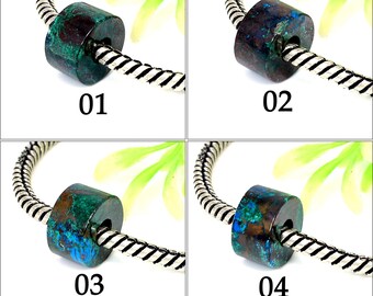 Natural chrysocolla heishi flat tyre smooth 14 x 8 x 5 mm big hole beads semi precious stone european charm loose beads for bracelet