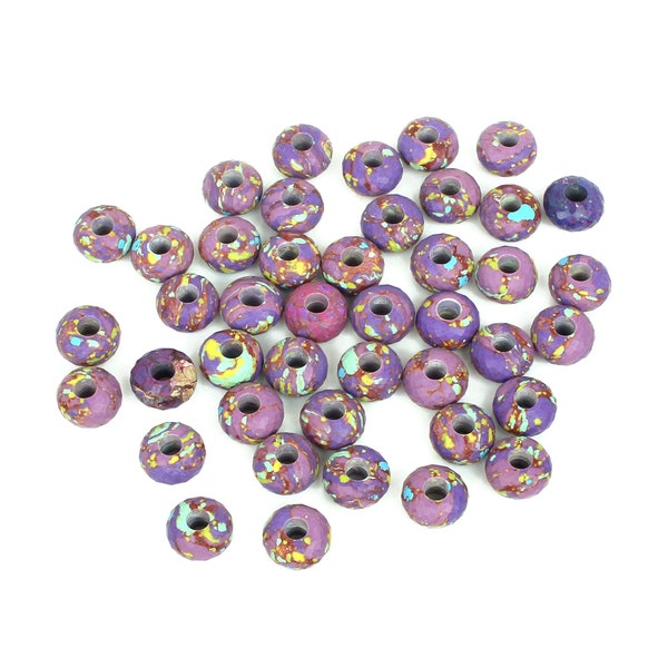 Natural Purple Tourquoise Rondelle Faceted 14x8mm With 4.5 mm Big Hole Beads Semi Precious Gemstone Beads For Jewelry Making