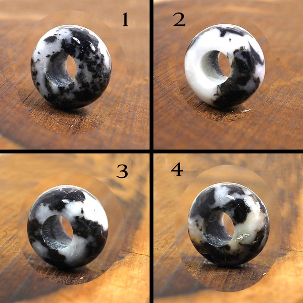 Jaspe zébré naturel jaspe noir et blanc rondelle lisse 14 x 8 x 5 mm pierre semi-précieuse breloque européenne perles trou universel pour bracelet