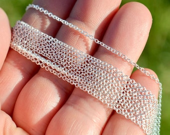 925 sterling silver chain 1.0 mm thick link chain silver gold plated rose gold plated cable chain for pendant - Price per meter