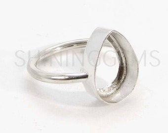 925 Sterling Silber Ring Collet 6 x 4 mm bis 18 x 13 mm Birne Edelstein Rohfassung Becher zur Ringherstellung Metallguss für Ringfassung