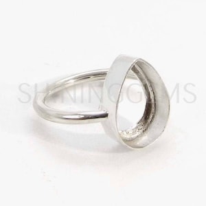 925 sterling silver ring collet 6 x 4 mm to 18 x 13 mm pear gemstone blank bezel cup for ring making metal casting for ring setting