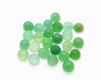 AAA Grade Gemstone Cabochons: 3mm Round, 25 pcs - Chrysoprase, Turquoise, Opal