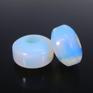 Synthetic opalite hydro rondelle smooth 16 x 10 x 5.5 mm gemstone universal hole fine beads handmade big hole beads for jewelry bracelet
