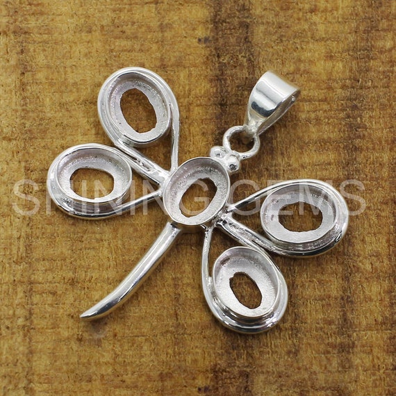 Pendentif papillon en argent sterling 925 pierre précieuse