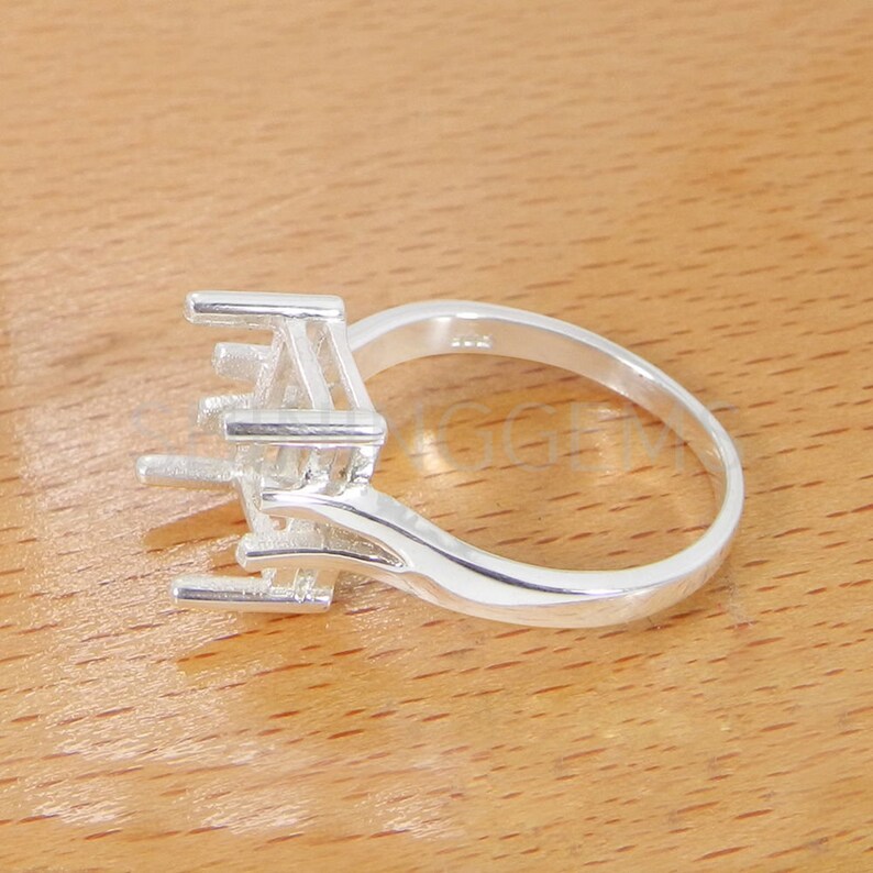 925 Sterling Solid Silver Ring Collet 10 X 8 Mm Octagon Cut Etsy UK