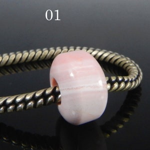 October birthstone natural pink opal 16 x 10 x 5.5 mm roundel smooth semi precious stone loose gemstone big hole beads for making bracelet