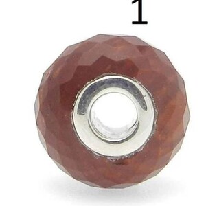 Natural red jasper big hole beads 14 x 9 x 3.5 mm roundel faceted european charm universal hole 925 silver core big hole beads for bracelet
