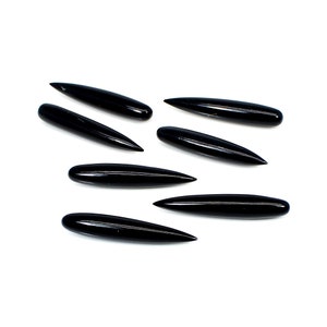 Black onyx 36 x 6 mm smooth drop semi precious stone calibrated smooth loose gemstone for making jewelry