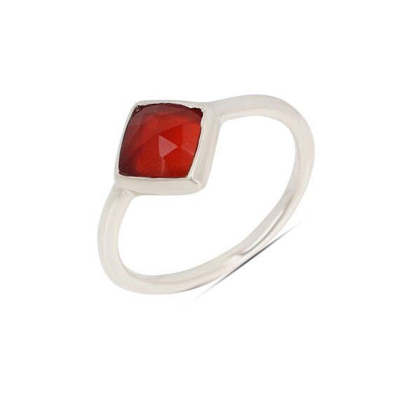 Red Onyx Square Silver Ring 925 Sterling Silver Ring light Weight