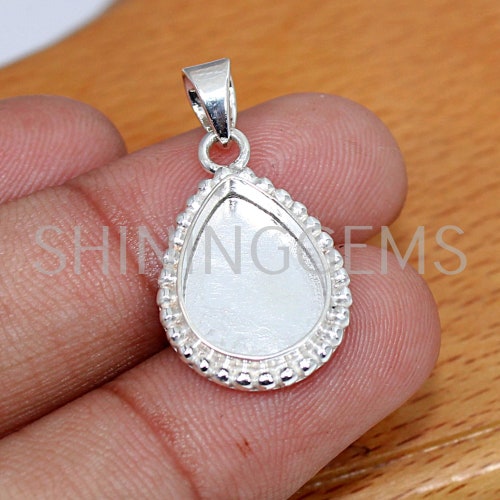 925 Sterling Silver Pendant Collet 6 X 4 Mm to 32 X 23 Mm Pear Etsy