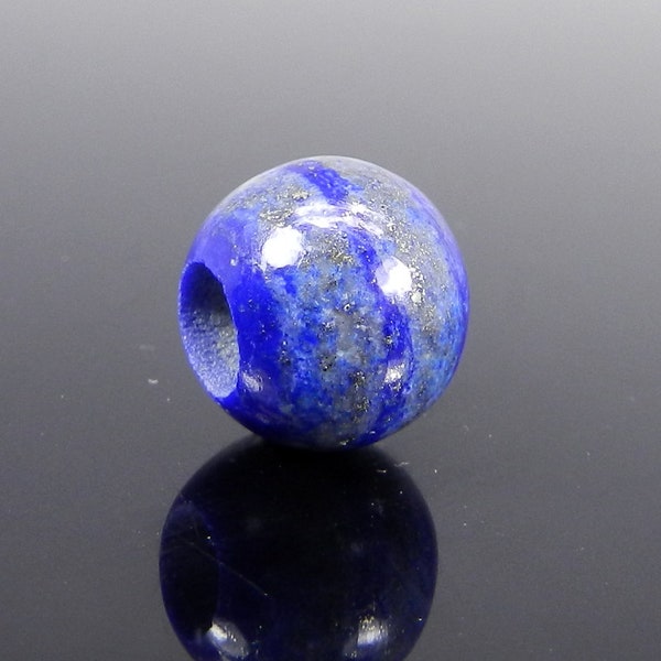 CHRISTIAN HOLIDAY SALE - Lapis lazuli smooth ball 12 x 12 x 5 mm european charm big hole bead semi precious stone gemstone bead for bracelet